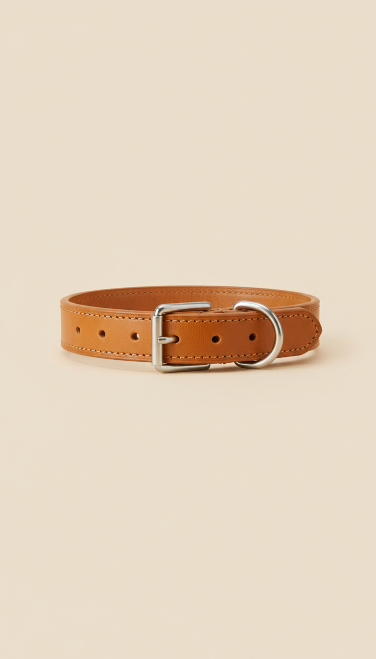 Leather Collar With Gold Buckle