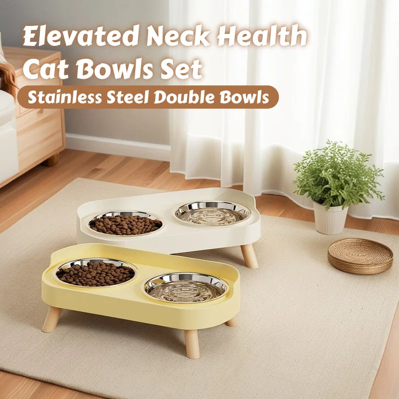 Colorful Elevated Pet Feeder with Dual Bowls