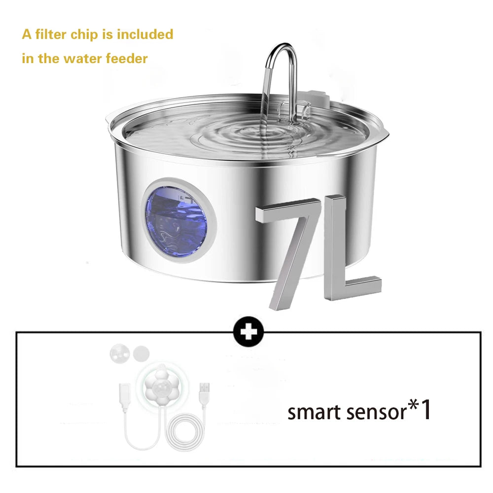 7L Stainless Steel Pet Water Fountain