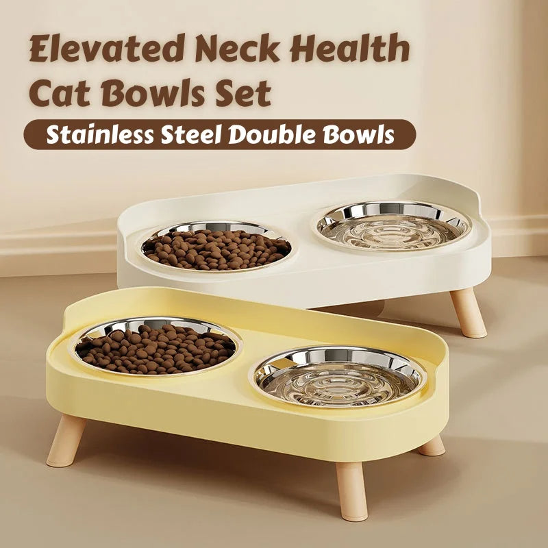 Colorful Elevated Pet Feeder with Dual Bowls