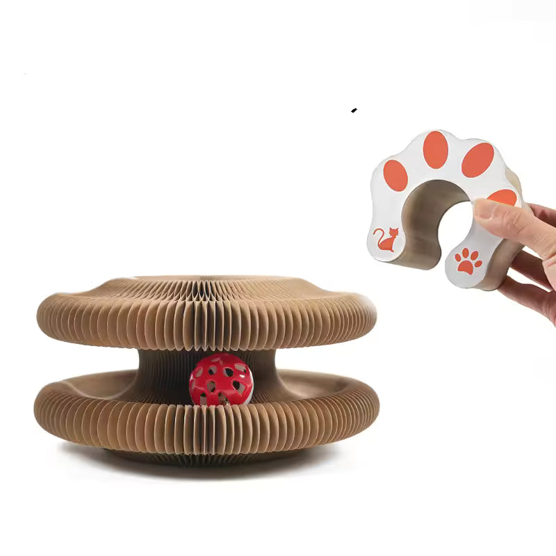 Round Corrugated Cat Scratcher with Bell Ball