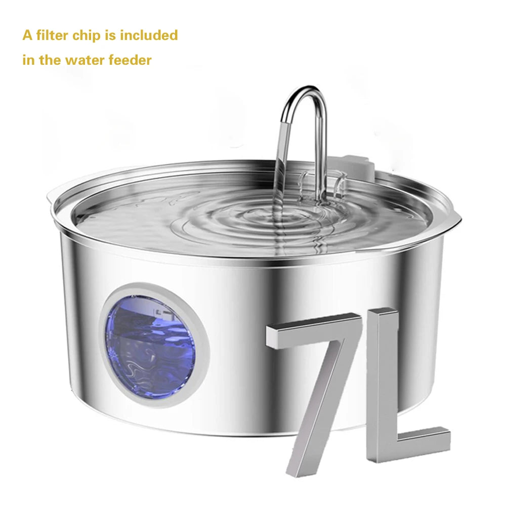 7L Stainless Steel Pet Water Fountain