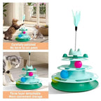 Interactive Cat Tower Track Toy with Feather