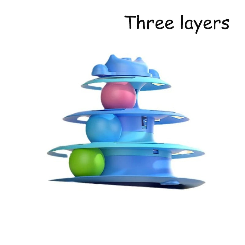 Interactive Cat Tower Track Toy with Feather